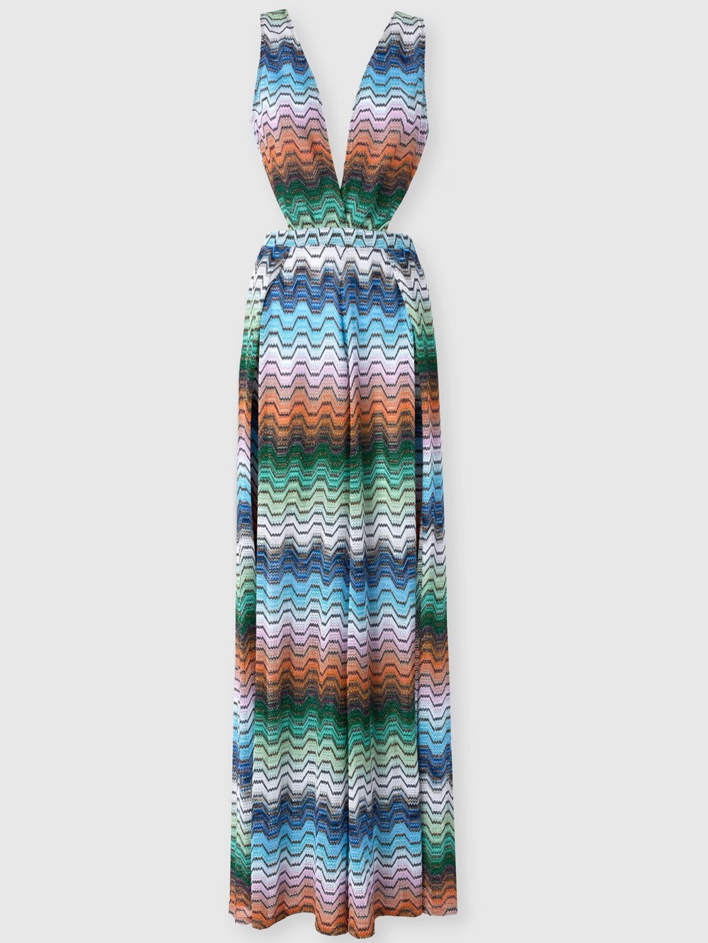 Missoni Metallic Long Jumpsuit with Greek motif
